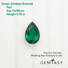 Cut stone - Emerald Zambian hydrothermal lab grown,  15x10mm 5.70ct