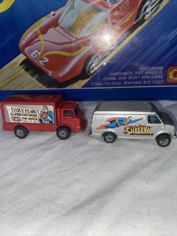 70s CORGI JR JUNIORS SILVER SUPERMAN CHEVY CUSTOM SUPER VAN & Work Truck Red - Image 3 of 4