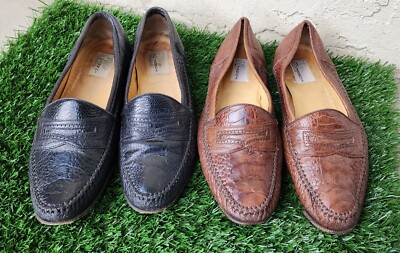 LOT OF 2 Moreschi Slip On Loafers Smooth Ostrich Leather  display picture 2