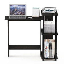 Compact Corner Computer Student Desk Black Book Shelves Storage Dorm Office New