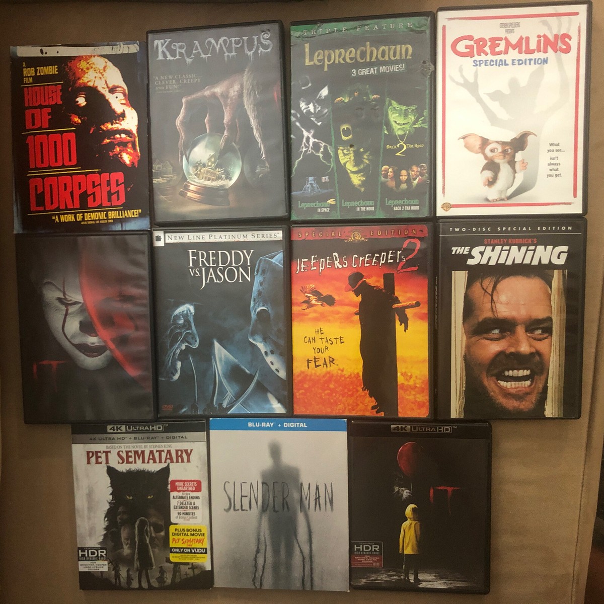 11 Horror Scary Movies DVD & Blu-Ray Gremlins Slender Man IT