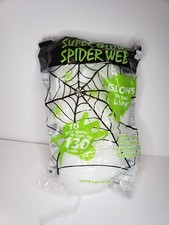SUPER GLOW SPIDER WEB GLOWS IN THE DARK NEW 10 FT LONG STRETCHES TO 130 SQ FT