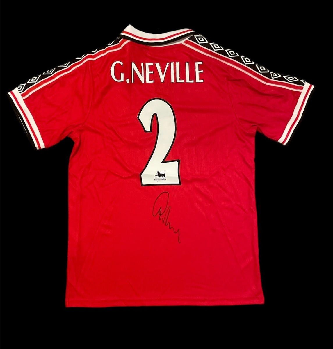 GARY NEVILLE GENUINE SIGNED MANCHESTER UNITED 1999 HOME SHIRT 99