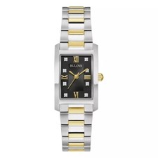 Bulova Classic Two-Tone Stainless Steel Diamond Ladies Quartz Watch 98P230 New