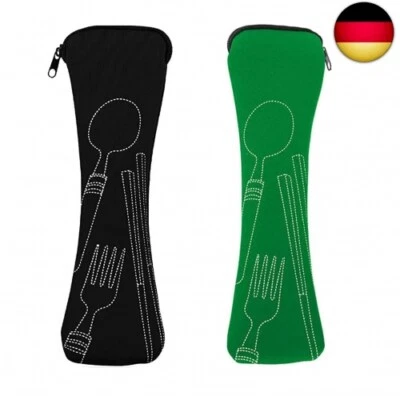 Mnsconkl Bestecktasche,Bestecktasche für Unterwegs 2 Stück Tragbare Neopren B