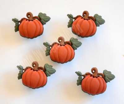 5 Pumpkin w Vine / Shank Buttons / Jesse James - Dress It Up / Fall ~ Autumn