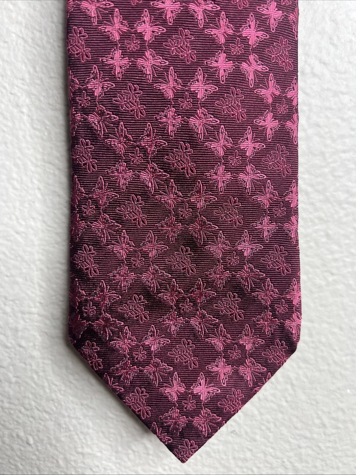 Corbata de seda para hombre GUCCI GG patrón mariposa rosa diseñador usada en excelente estado italia envío gratuito Foto 2 de 4