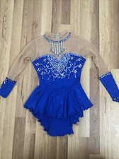 Girls Figure Skating Dress - Blue and Beige