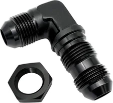 6AN 8AN 10 AN Male to Male 90 Degree Bulkhead Adapter Fitting with Nut Black