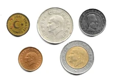 TURKEY COINS - LOT OF 5 DIFFERENT COINS. (CNS 3882)