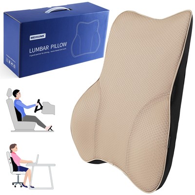 Soft Back Cushion For Car Upper Chair Foam Back Lumbar Support Pillow Mesh-Beige