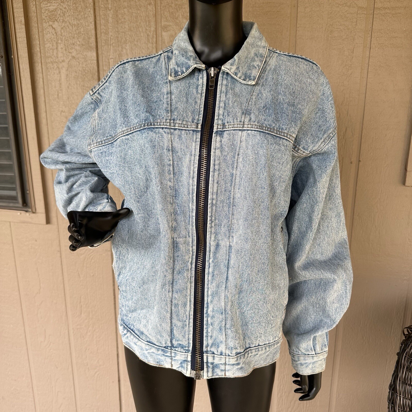 S Large Jean Jacket Light Wash Y2k Hip Hop