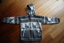 Shades of Gray  Ivory Wool TEJIDOS Aly Marka Zip Front Llama Alpaca Sweater 10