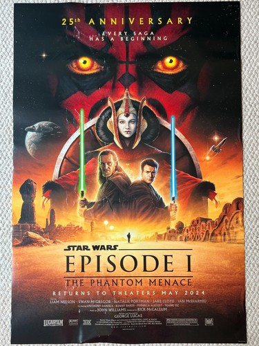 DAMAGED Star Wars Episode I The Phantom Menace 25th Anniversary 27"x40" Poster