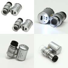 US 2 Pc Jewellers Pocket Magnifier 60X Jewelry Magnifying Loupe With Led Light