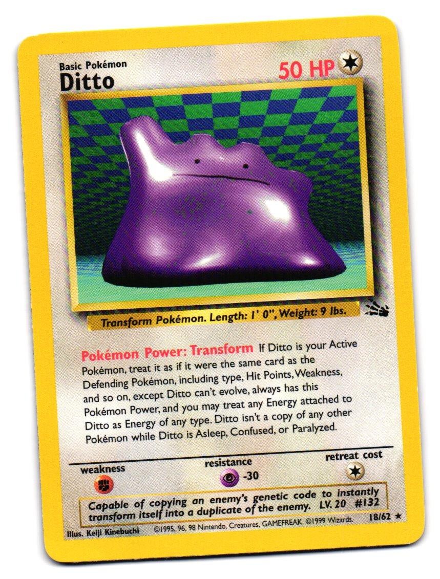 DITTO 18/62 FOSSIL RARE NEAR MINT POKEMON TCG