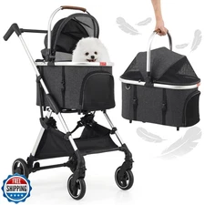 MoNiBloom Pet Stroller for Small/Medium Dogs w/Detachable Carrier and Lightwe