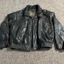 Adventure Bound Jacket Mens Large Black Leather Bomber Thinsulate Motorcycle