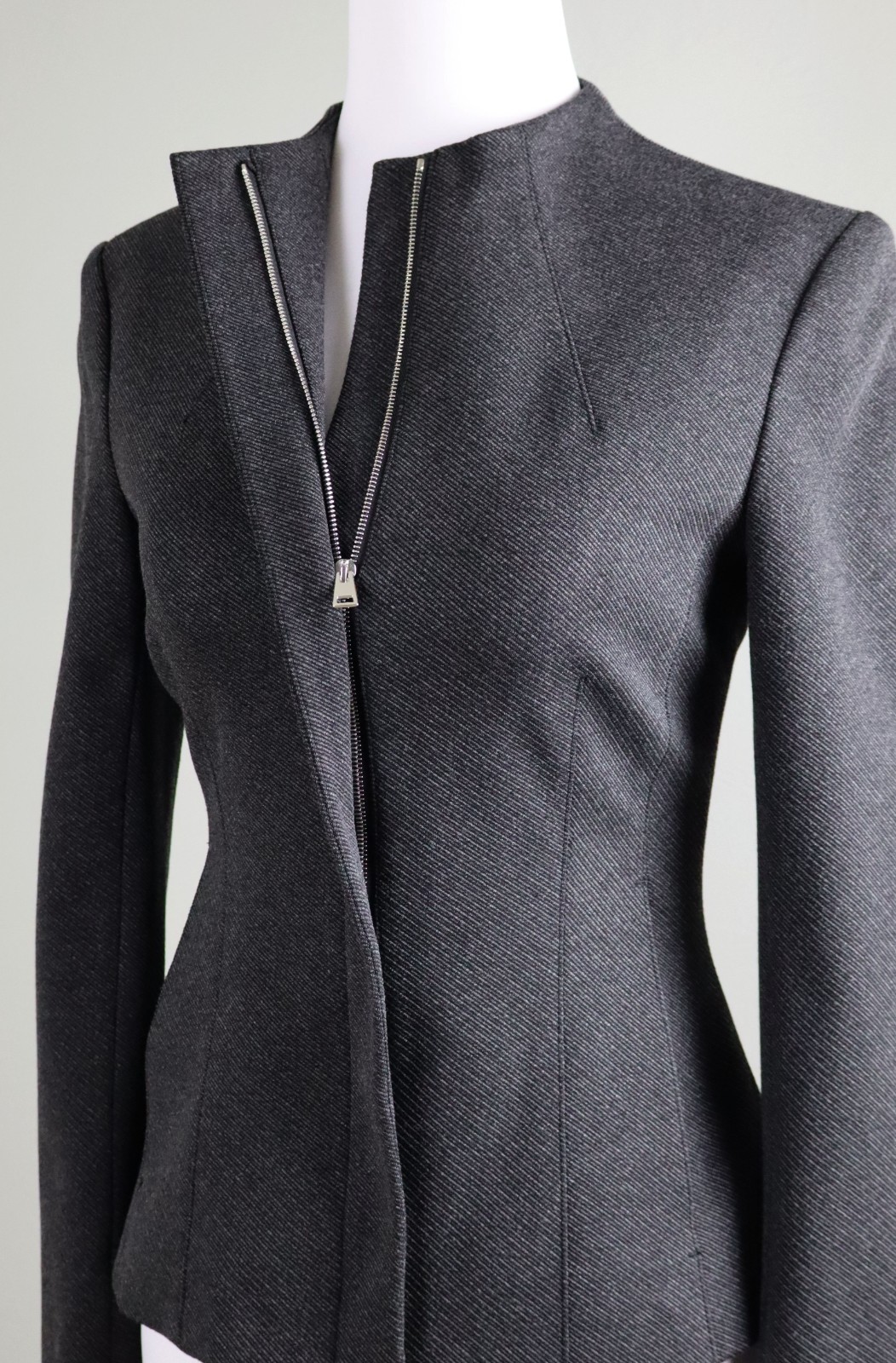 THEORY $325 Sculpted Knit Twill Lined Zip Up Front Fitted Jacket Size Petite