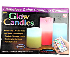 Flameless Glow Candles Real Wax w/ Remote Control Safe Color Changing LED's New
