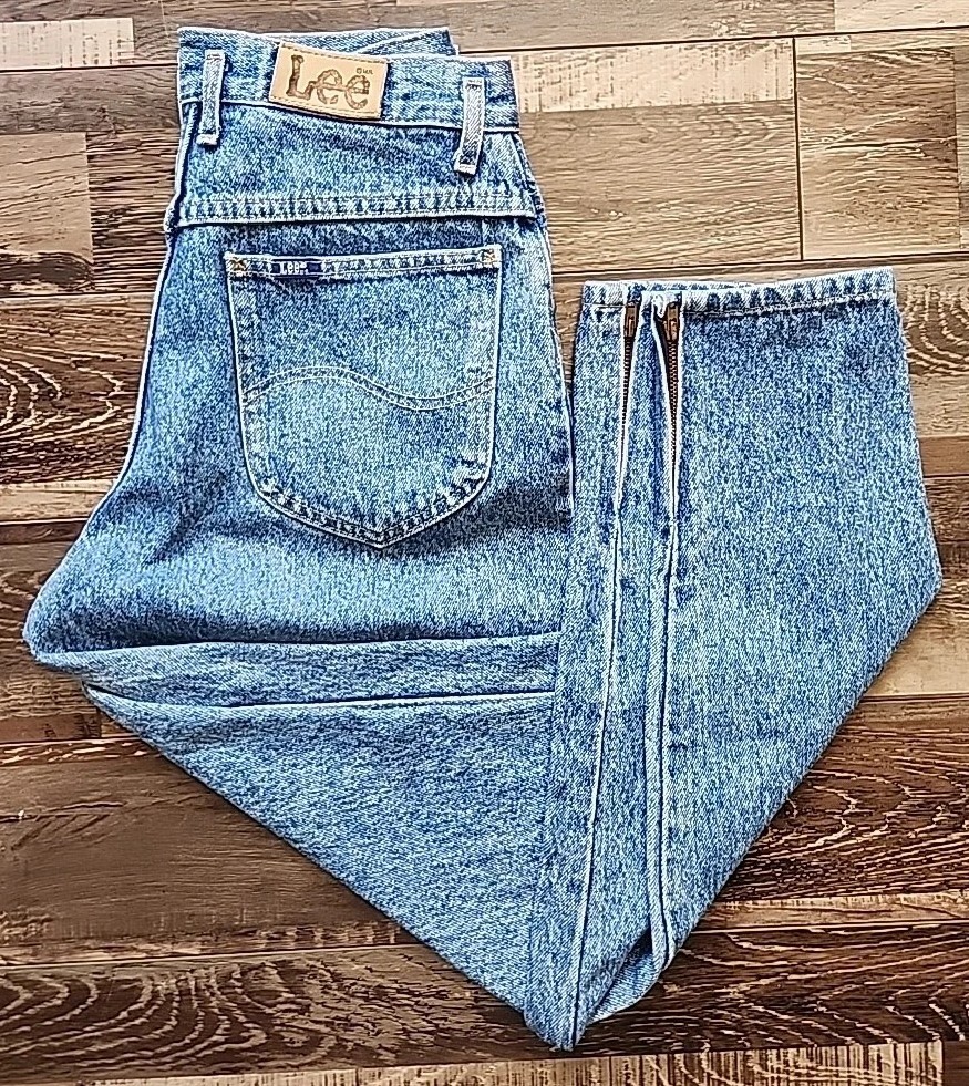 Vintage LEE Acid Wash High Waist Mom Jeans Women's Size 11 Medium 28x28 USA Made