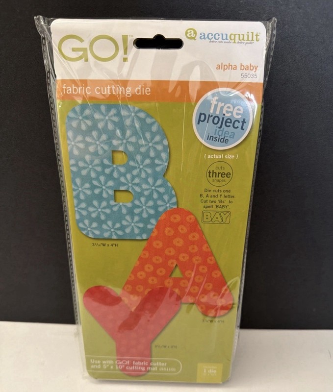 AccuQuilt Go! Fabric Cutting Die - Alpha Baby 55035 - NEW Retired