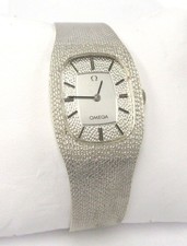 Vintage 1970s 14K White Gold Omega 17J Manual Wind Bracelet Watch - Fits 7.25"
