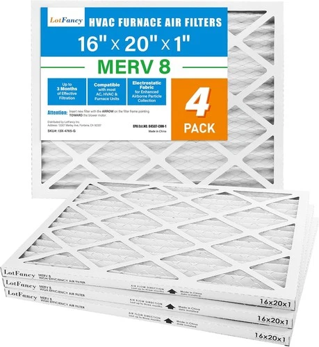 4 Pack 16x20x1 MERV 8 Air Filter Electrostatic Pleated Furnace AC Filter