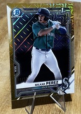Milkar Perez /50 GOLD MOJO PROSPECT REFRACTOR SP 2021 Bowman Chrome