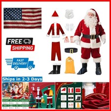 Authentic 9-Piece Santa Claus Costume for Men - Perfect for Holiday Events