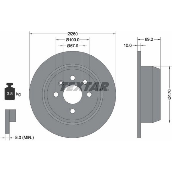 2X Textar 92057000 Bremsscheibe FüR Opel Astra Vectra Classic J89 T92-image