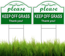 2 Pack Keep Off Grass Sign, Keep Dogs Off Sign for Lawn, 12.6"X9.4" Corrugate...