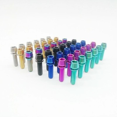 M5x18mm Titanium Ti Bike Stem Bolts Taper Head Bicycle Conical With Washers 6pcs