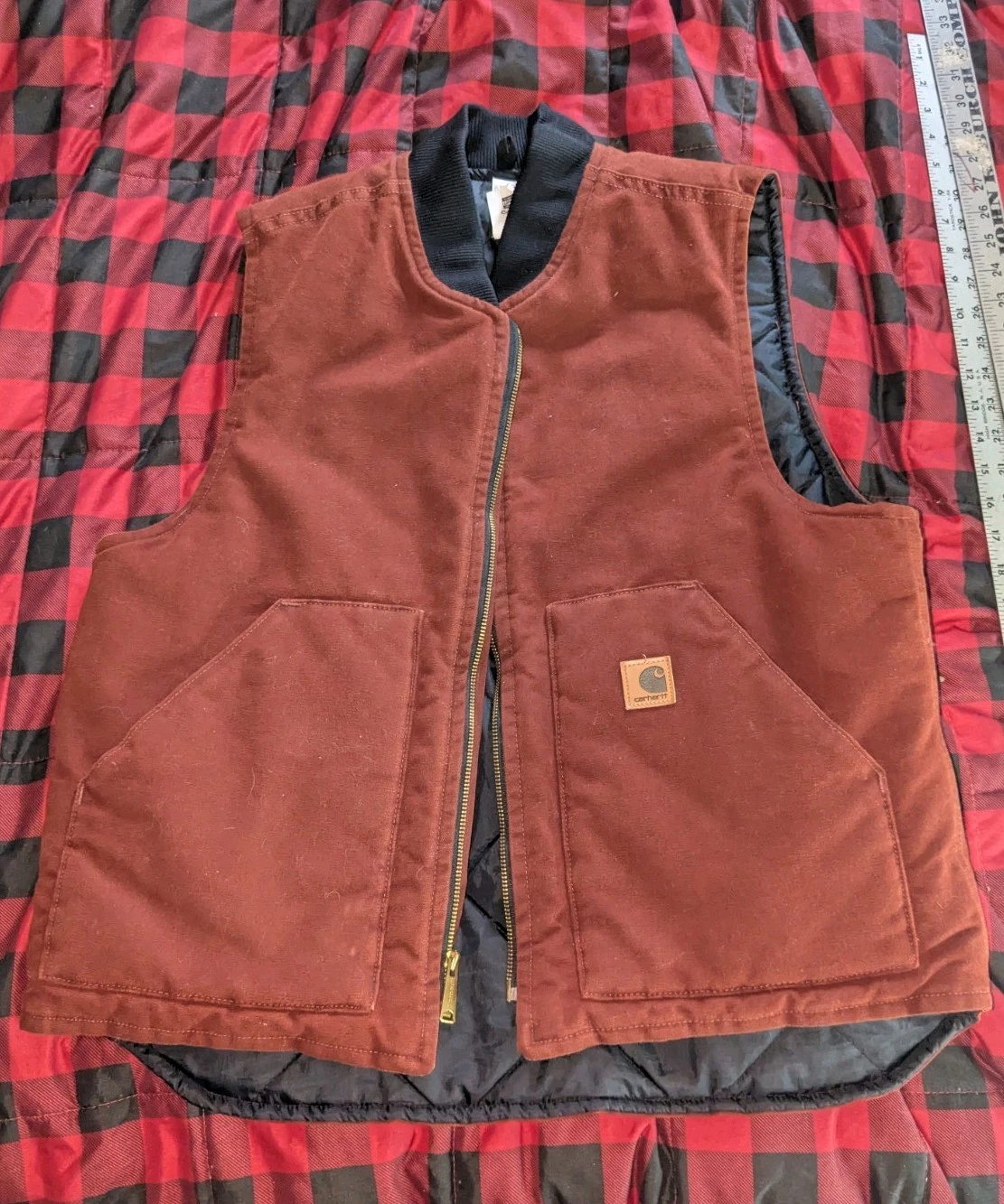 VTG Carhartt V02 CLY Clay Red Sandstone Quilt Lined Vest Men’s Large USA Made