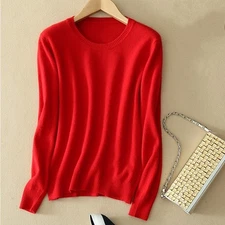 100% Cashmere Crew Neck Long Sleeve Pullover Women Cashmere Cardigan Sweater