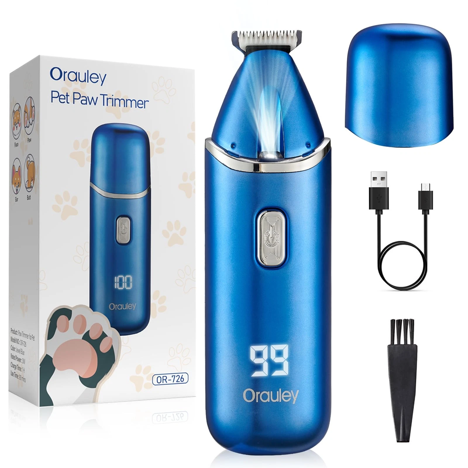 Dog Paw Trimmer, Low-Noise Dog Clippers for Grooming, 20mm-Blade Electric Pet...