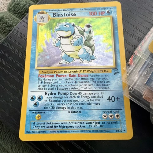 1999 Pokemon Blastoise Holo Rare 002/130 Base Set 2 WOTC Vintage Card