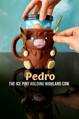 Pedro the Highland Cow Ice Cream Holder   Fits Pint Size   Eco-Friendly