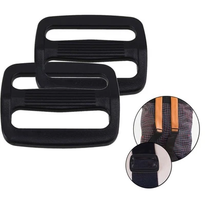 3 Bar Tri Glide Glissières Boucles Attaches Pour Sangle Noir Plastique Delrin - Photo 1/4