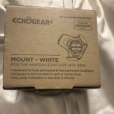 Echogear Mount White for Amazon Echo Dot 4th Gen On-Wall or Upside Down Install