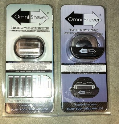 All New Premium Omnishaver & Cartridge Kit Omni Shaver + Black Docking Station 