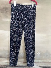 Eddie Bauer Girls Navy Pink White Multicolor Floral Ankle Leggings Size S 7/8 