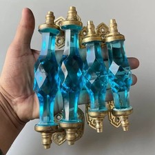 Maniglie per porte blu cielo cristallo/vetro tagliato ottone antico,...