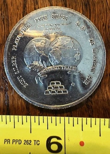 One Troy Ounce .999 Silver Round Proof Universal Trade Bullion Rare