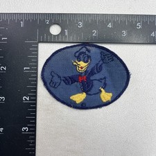 Vintage 1940s Disney DONALD DUCK Embroidered Blue Twill Patch Dk Blue Bdr 00Y2