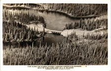 Aerial View Alaska Highway Through Wilderness RPPC Real Photo Postcard 1940s
