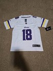 sNWT #18 Vikings Justin Jefferson White Jersey Mens Medium Stitched