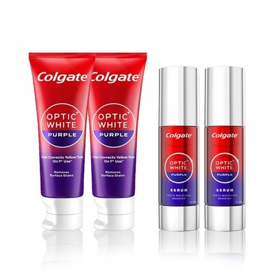 4 Stück Konvolut Colgate Optic White Purple Zahnpasta 100g + Serum 40ml