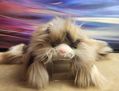 GANZ Googles Cat Plush, Long Hair, Calico Floppy Cuddle, RARE