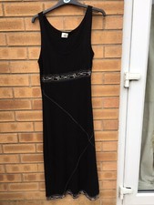 Ladies Vintage Black Bodycon Midi Dress By Oasis Size 10/12.